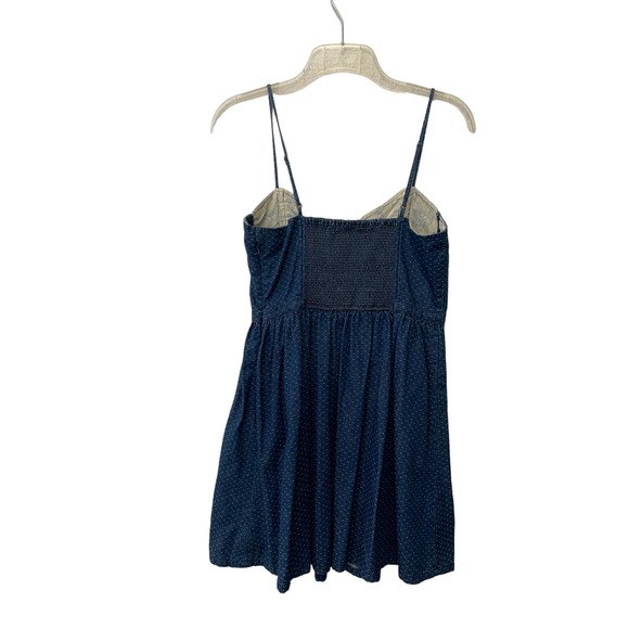 Free People Denim Blue Jean Dot Bustier Mini Sun Dress Fit And Flare Size Small - Picture 7 of 9